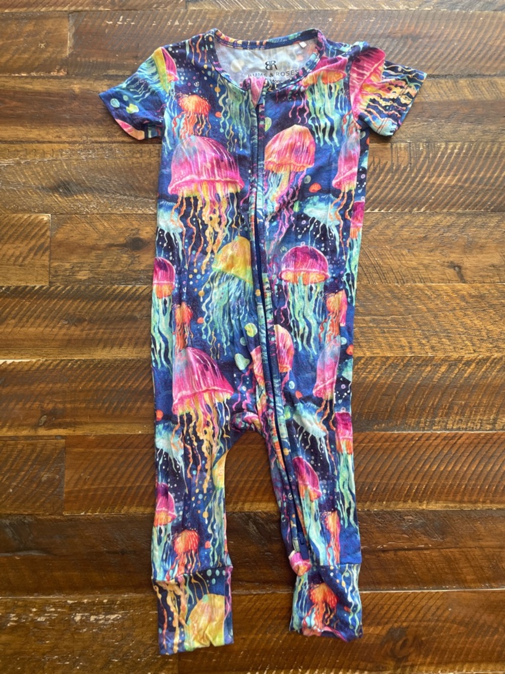 Kids Short-Sleeve Jellyfish Footie Romper - Blue/Multi